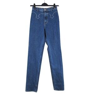VTG LAWMAN Denim SLIM FIT Bootcut RHINESTONES Western JEANS Sz 7 Waist 23"